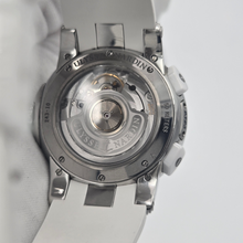 details of exhibition caseback of Ulysse Nardin Executive Dual Time Lady