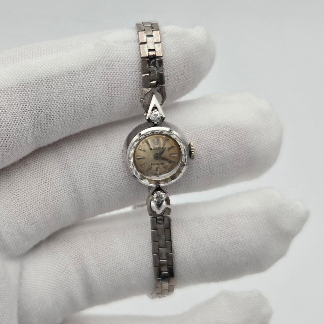 Rolex Precision Cocktail Watch 18k White Gold 16mm 2636 Vintage 1962 Box Papers