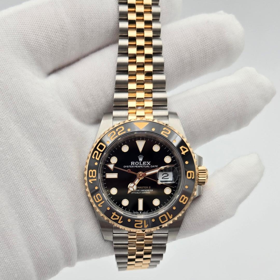 Rolex GMT-Master II Bumblebee Two Tone Black Dial 126713GRNR Box Papers