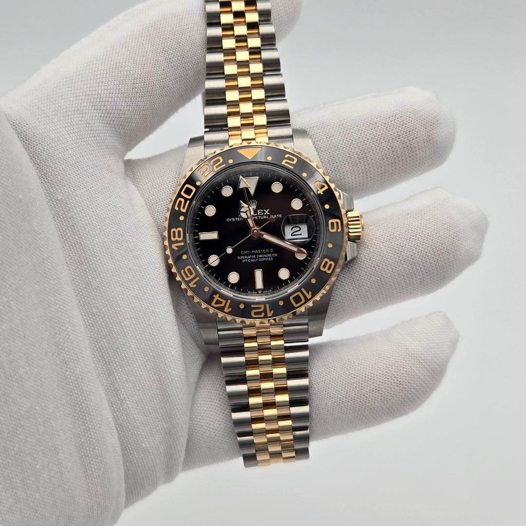 Rolex GMT-Master II Bumblebee Two Tone Black Dial 126713GRNR Box Papers