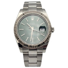Rolex Datejust 41 Mint Green Stick Dial Fluted Steel Oyster 126334 Box Papers