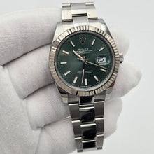 Rolex Datejust 41 Mint Green Stick Dial Fluted Steel Oyster 126334 Box Papers