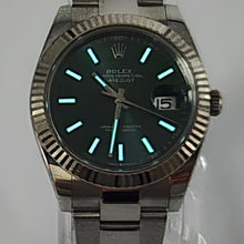 Rolex Datejust 41 Mint Green Stick Dial Fluted Steel Oyster 126334 Box Papers