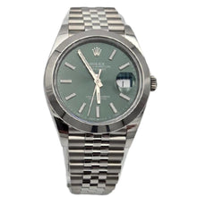Rolex Datejust 41 Green Dial Smooth Bezel Steel Watch 126300 Box Papers