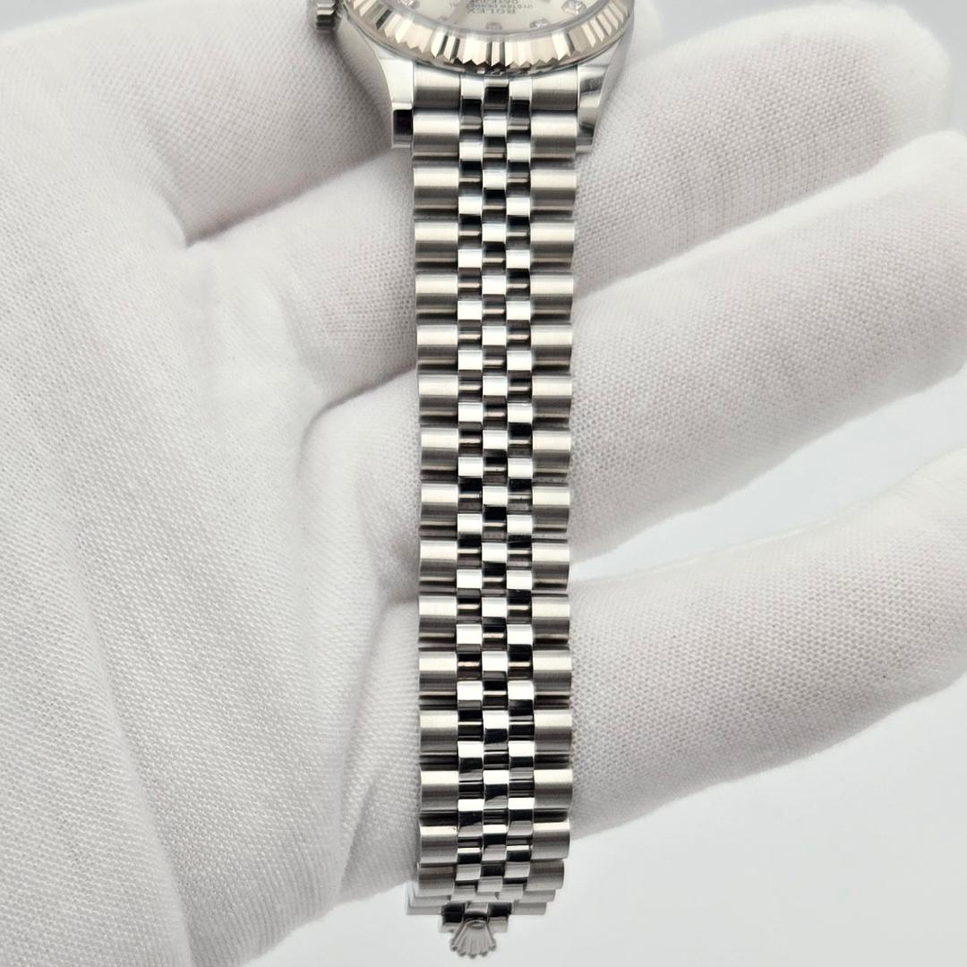 Rolex Datejust 31 Silver Diamond Dial Fluted Bezel 278274 Box Papers