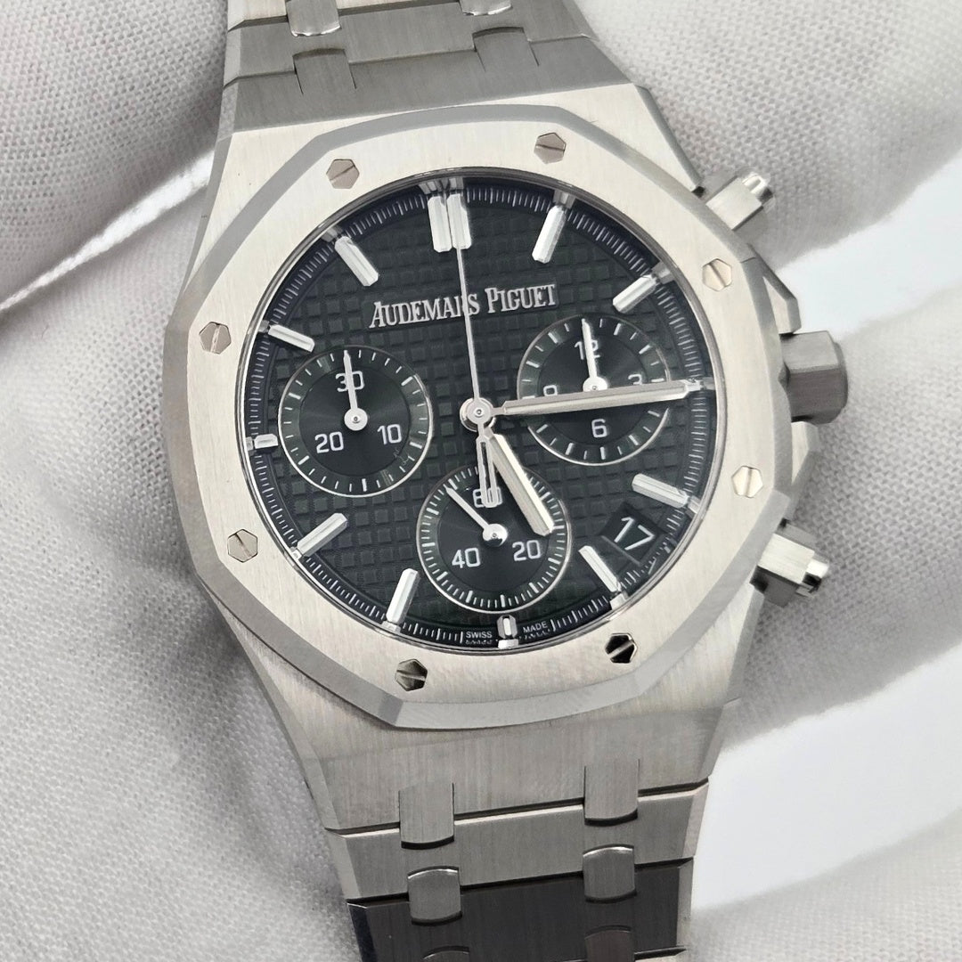 Audemars Piguet Royal Oak Chronograph Green Dial Steel 26240ST Box Papers