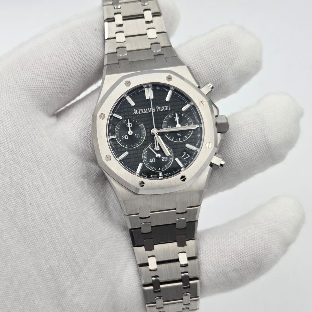 Audemars Piguet Royal Oak Chronograph Green Dial Steel 26240ST Box Papers