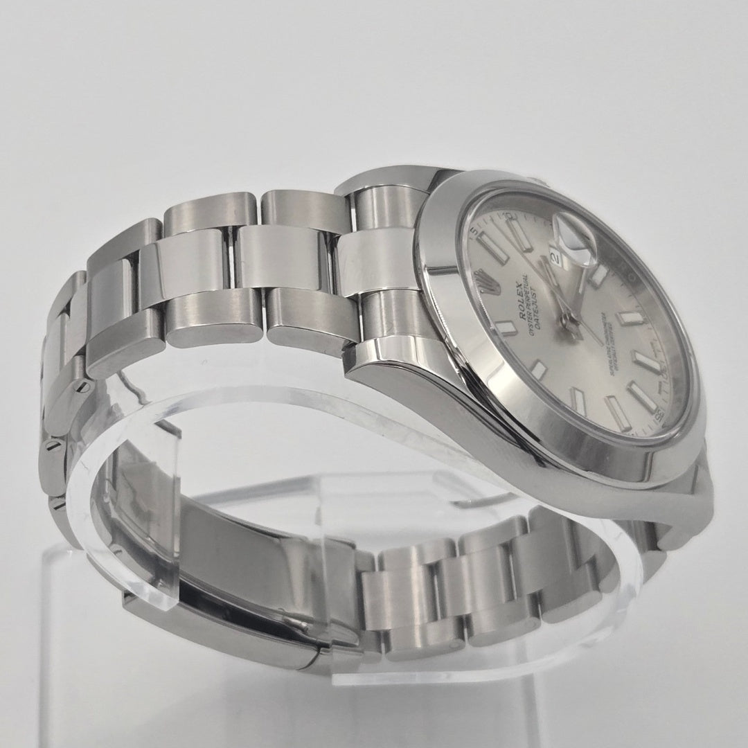 Rolex Datejust II 41mm Silver Dial Smooth Bezel Steel 116300 Box