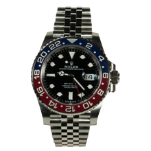 Rolex watch with a silver metal bracelet on a white background