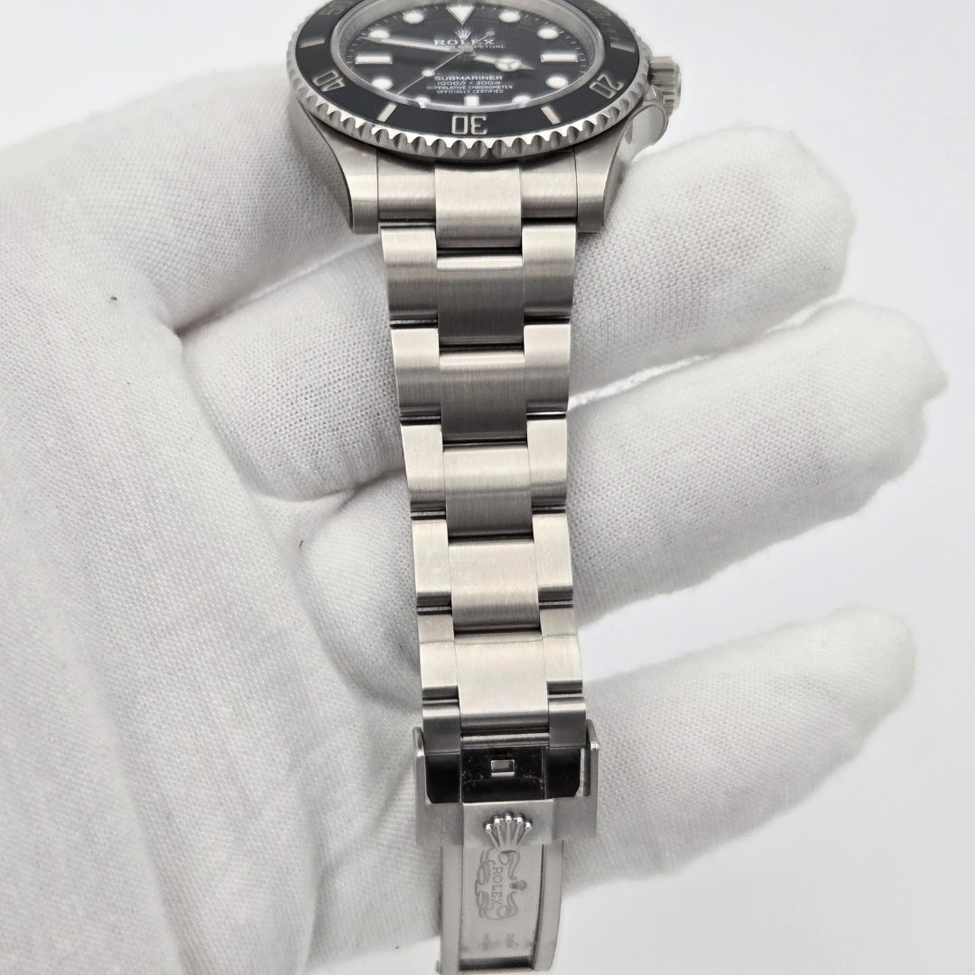 Rolex Submariner No Date 41mm Black Ceramic Steel Oyster Watch 124060 Box Papers