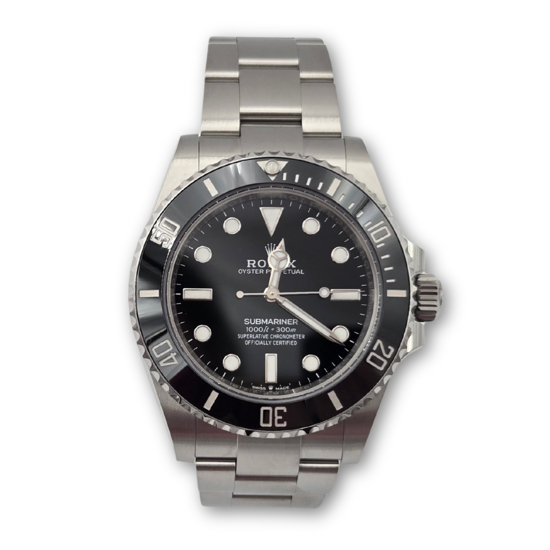 Rolex Submariner 124060 black dial on white background