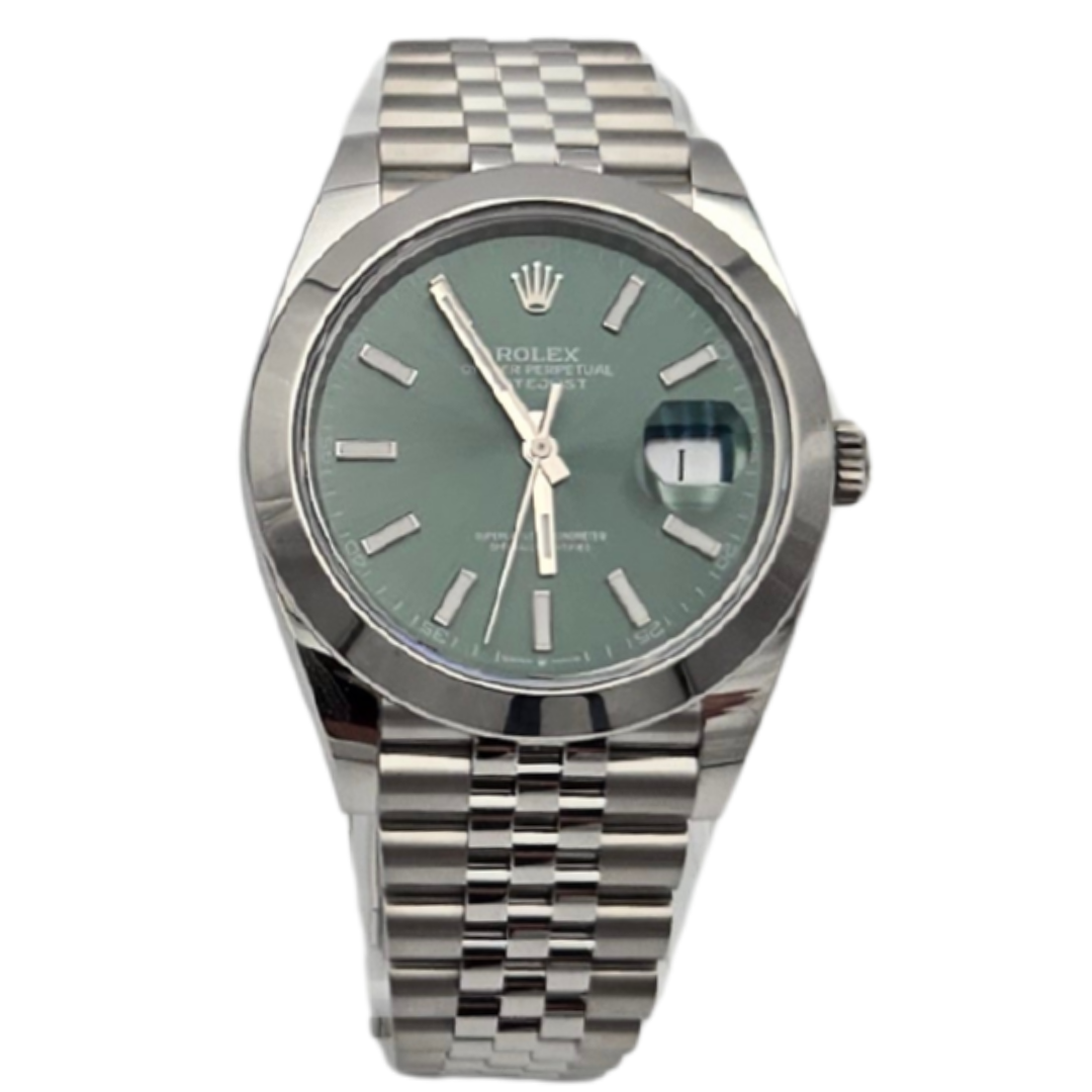 Rolex Datejust 41 (126300) - Green Dial & Jubilee Bracelet transparent background